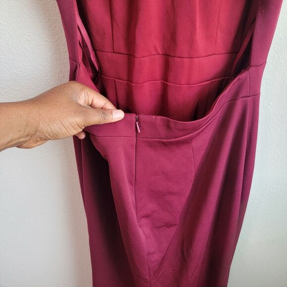 ABBY PARIS Floor-Lenght Formal Dress Burgundy Slit at Front Sz 8 Tall - Picture 8 of 10